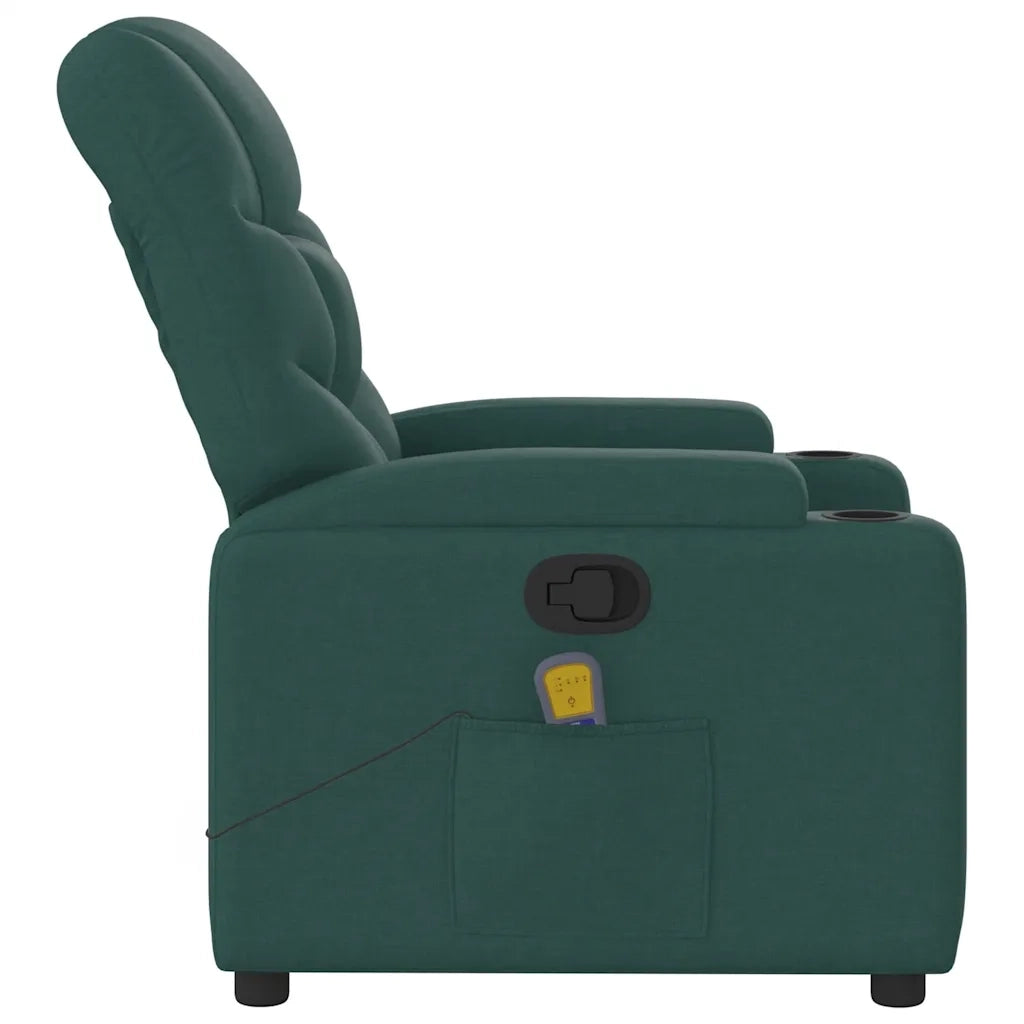 Poltrona Massaggiante Reclinabile Verde Scuro in Tessuto 372459