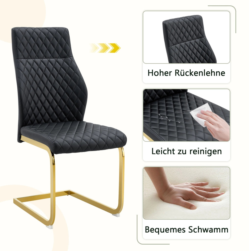 SEDIA Imbottita Rombi 100 cm Nero/Oro Set da 2 pezzi