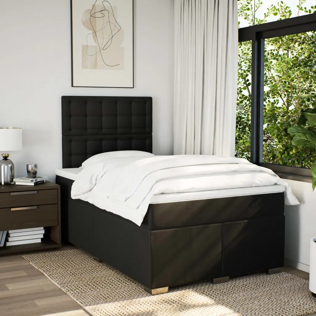 Giroletto a Molle con Materasso Nero 120x200 cm in Tessuto 3290471