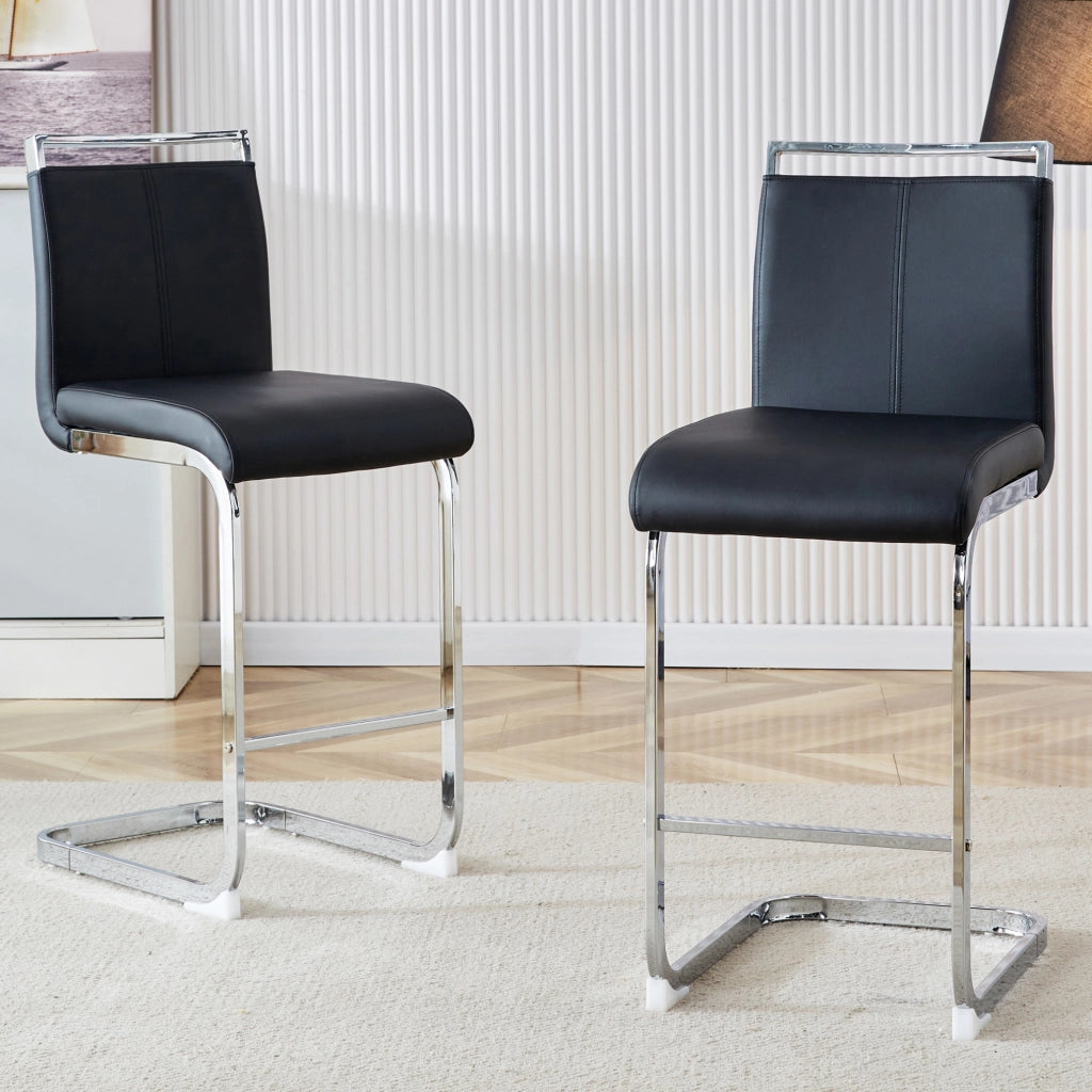 SGABELLO ALTO Set da 2 pezzi 96,5 cm PU Nero e Argento