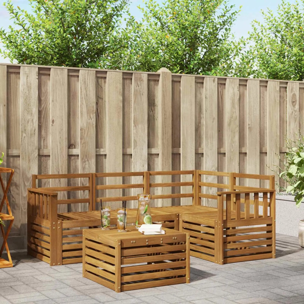 Set di divani da esterno 5 pz Naturale Poliestere 3374759