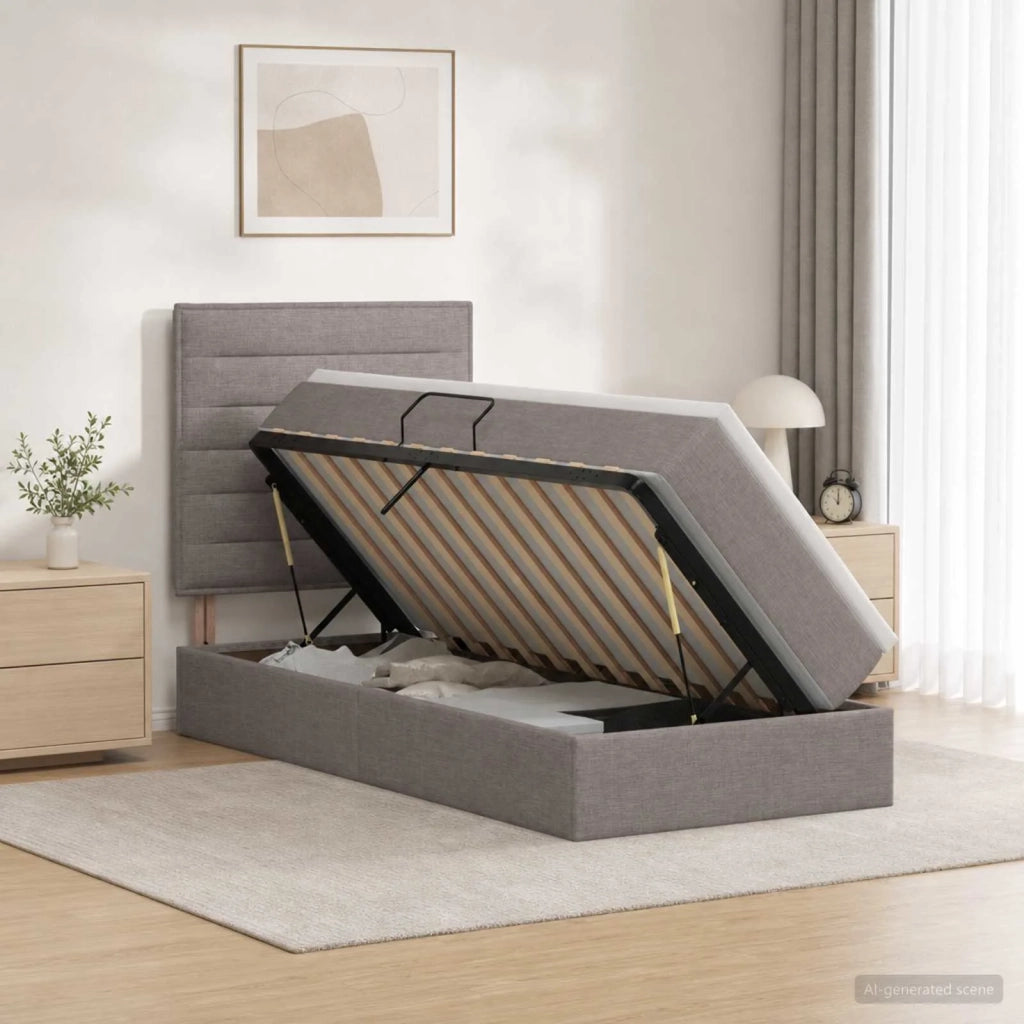 Letto con contenitore LED e materasso Tortora 90 x 200 cm 3459858