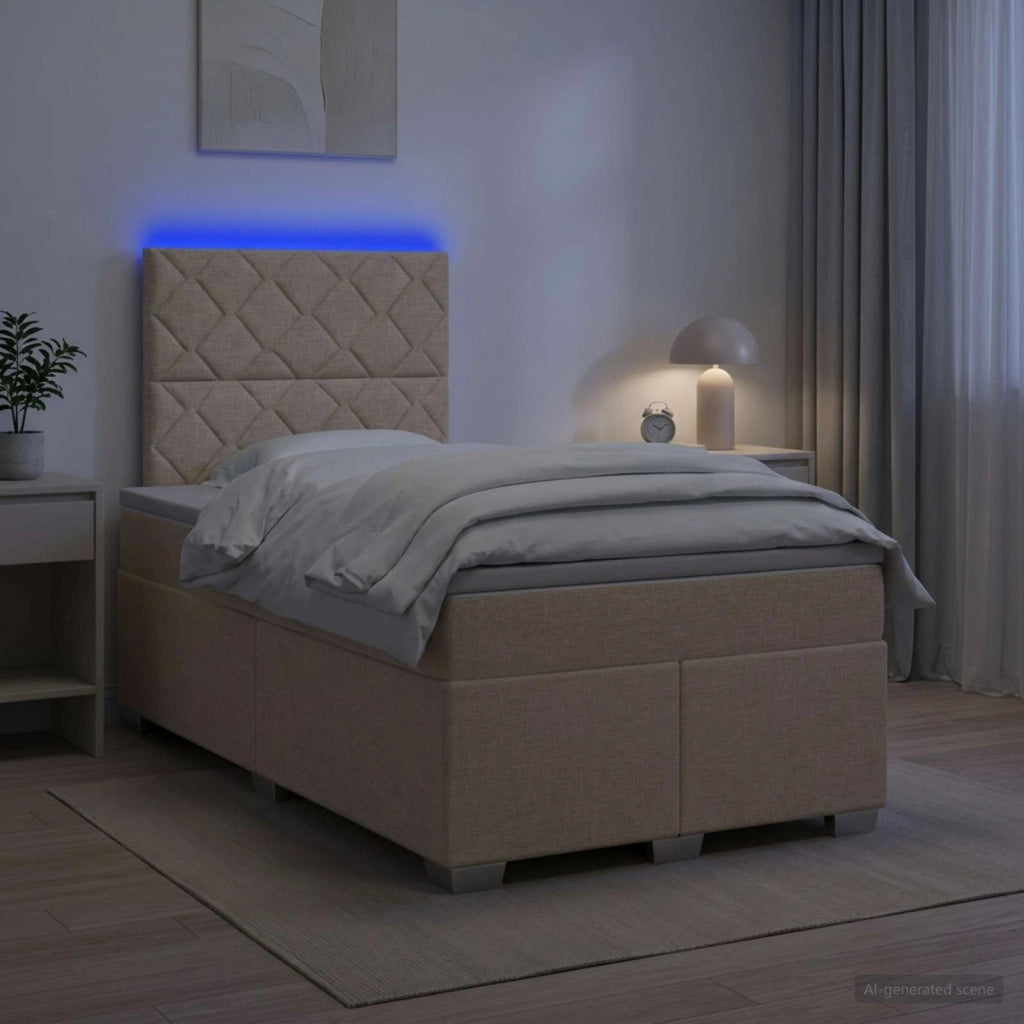 Letto box spring con materasso Crema 120 x 200 cm Tessuto 3454857