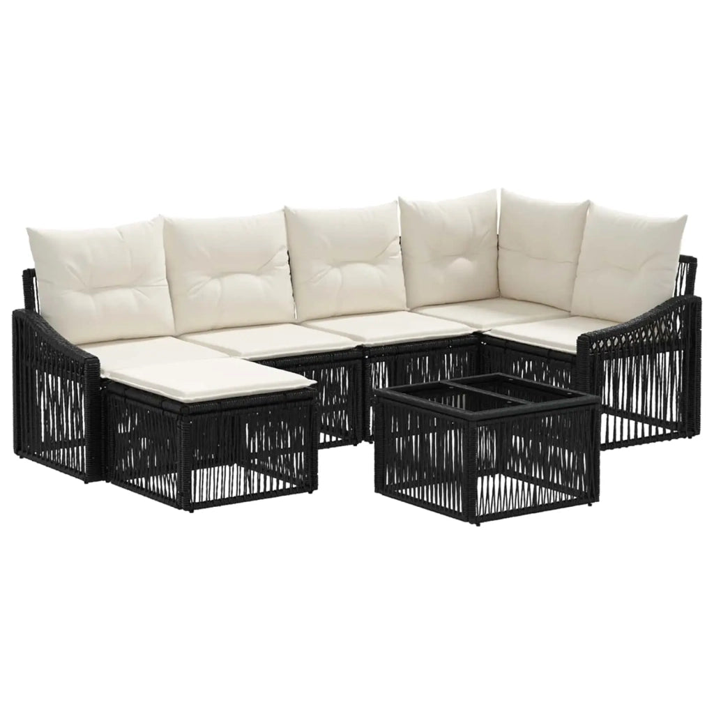 Set Divano da Giardino 7 pz Nero polyrattan 3436075