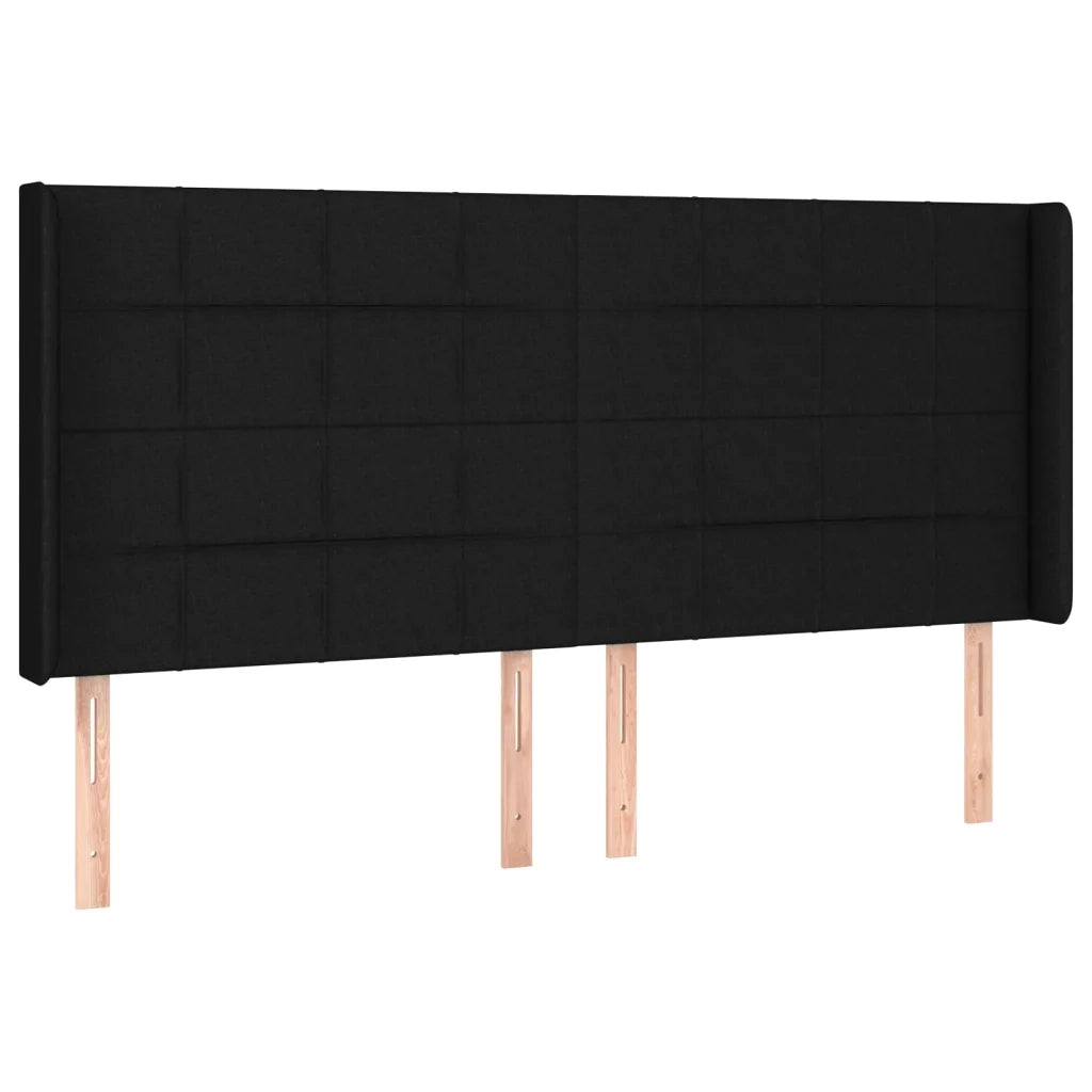 Testiera | Testata a LED Nera 183x16x118/128 cm in Tessuto
