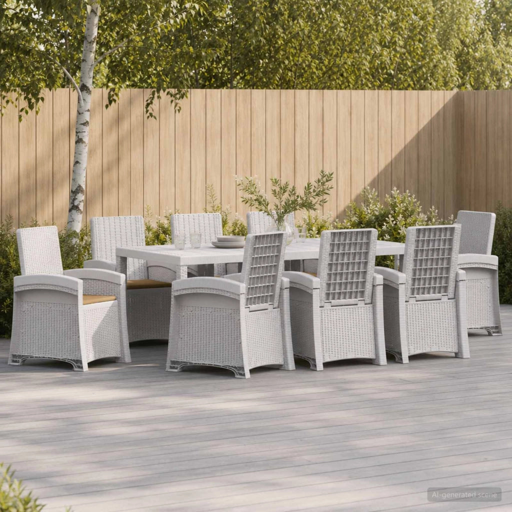 Set da Pranzo per Giardino 9 pz Bianco e Tortora PP 3430161