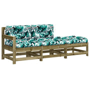 Set Divani da Giardino 3pz con Cuscini-Sofa da giardino Legno Impregnato di Pino
