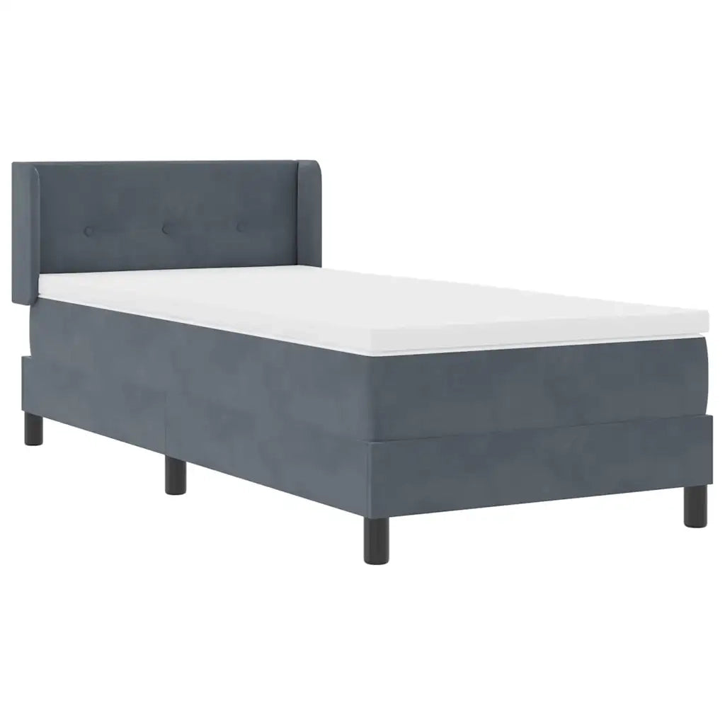 Letto a molle con materasso-Struttura Letto con Materasso Grigio scuro 200 x 90 cm Poliestere 122110