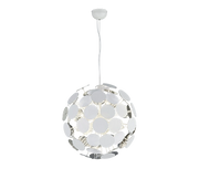 Lampada Sospensione Sfere Piatte Tonde Bianco Argento Discalgo GD Trio
