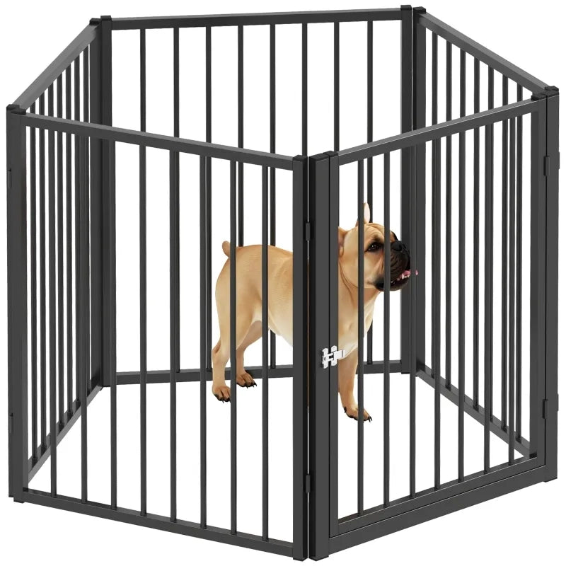 Recinto per cani portatile e pieghevole, 5 pannelli, sicuro, nero