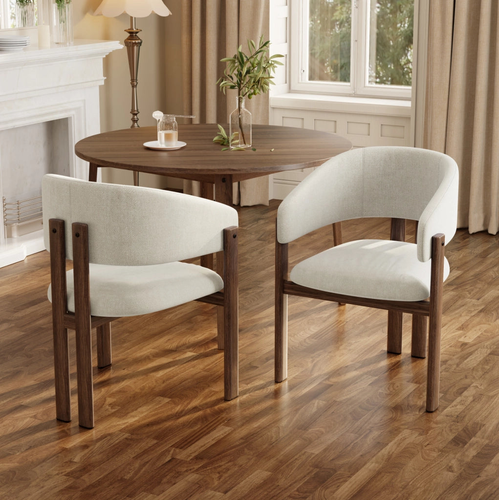 SEDIA con braccioli Set da 4 pezzi Metallo effetto noce e lino beige