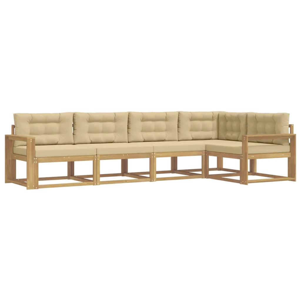 Set di divani da esterno 4 pz Bianco e Beige Poliestere 3386452