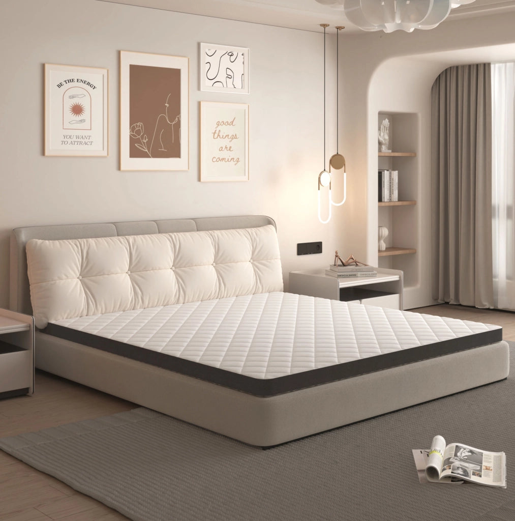 Materasso in schiuma H3 a 7 zone con moduli ergonomici; bianco e grigio