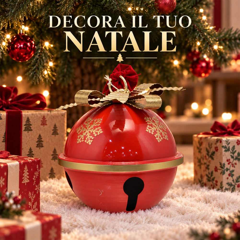 Campana in Metallo 18 cm Rosso Decorazione di Natale Natalizio Esterno Interno