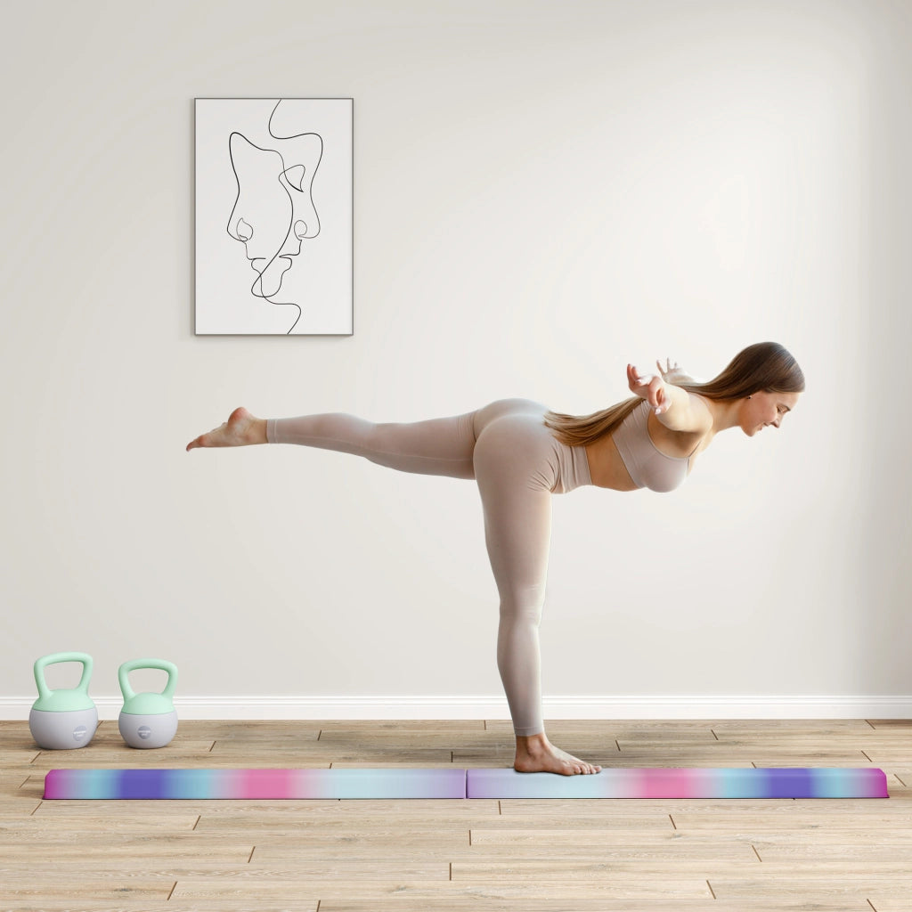 Poutre Gymnastique Pliable 236 cm en Tissu Oxford Multicolore