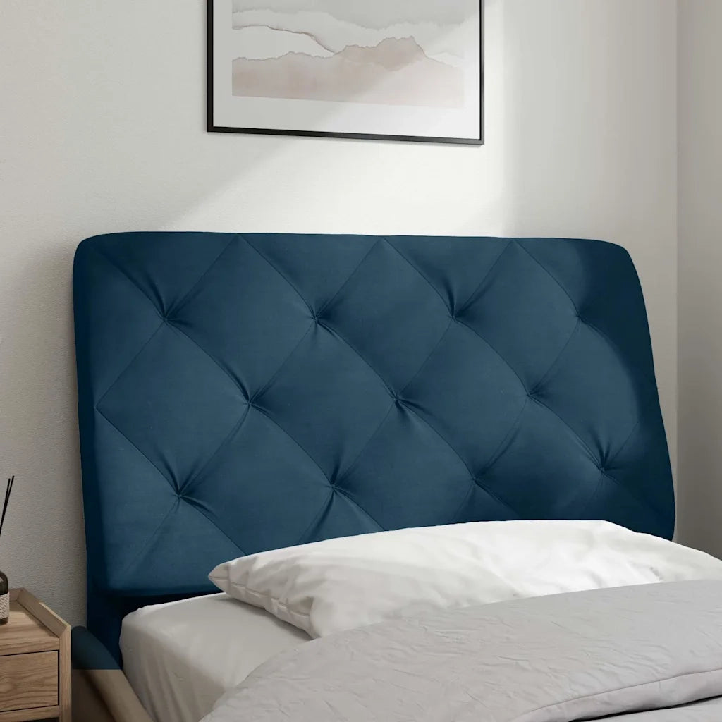 Coussin de tête de lit bleu 90 cm velours