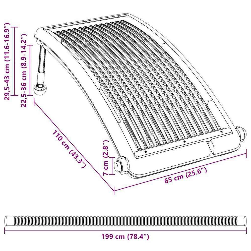 Curved Solar Heating Panel For Pool 110x65 Cm