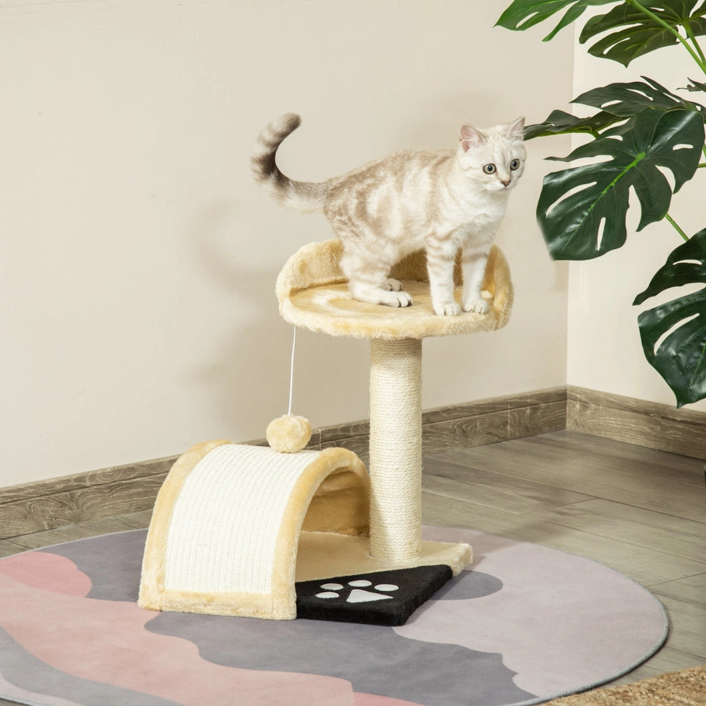 Albero Tiragraffi per Gatti per Gioco e Relax 36x36x44 cm Beige
