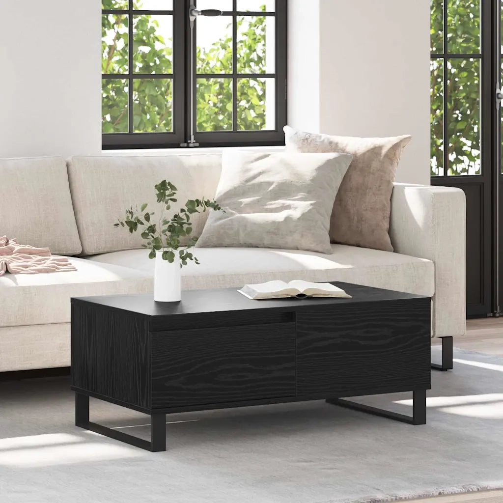 Tavolino da Salotto con Cassetto-Tavolino da soggiorno-Tavolo Rovere Nero 90 x 50 x 36,5 cm 839205