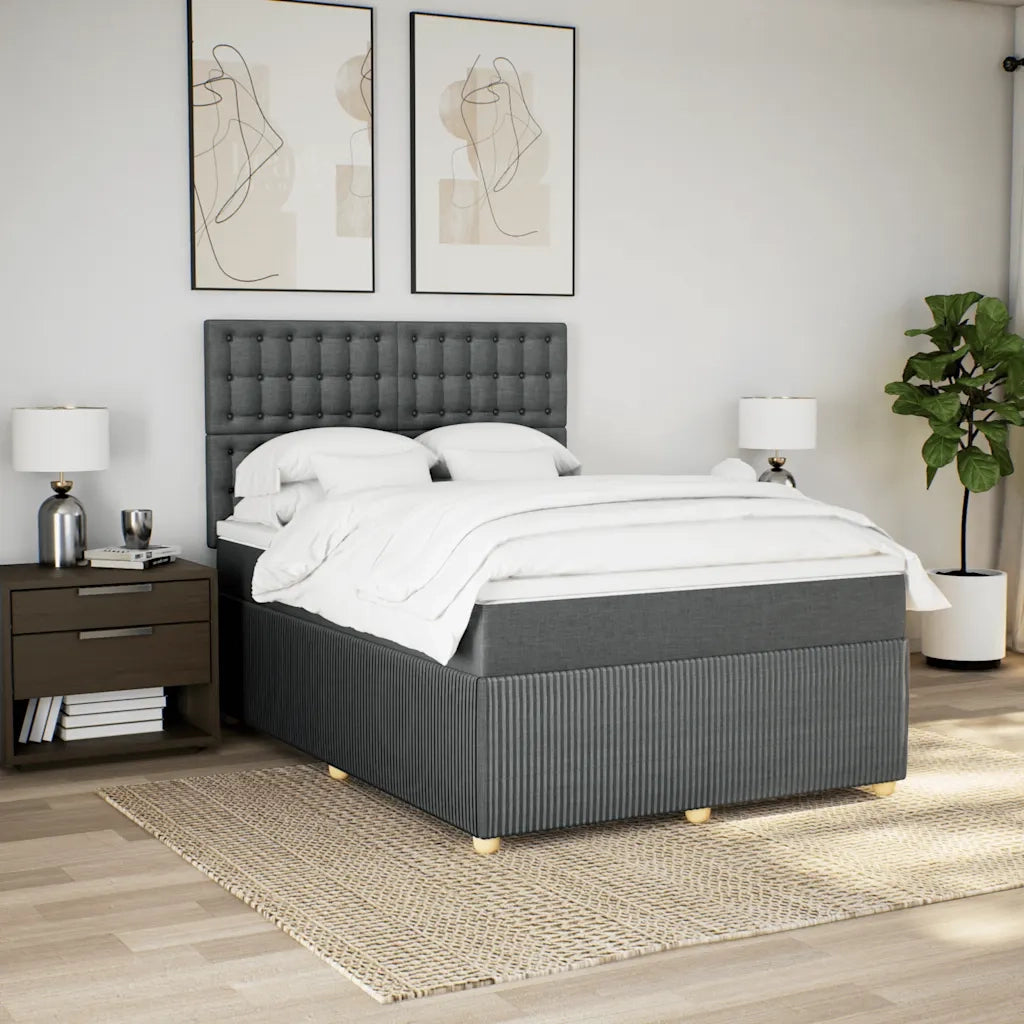 Giroletto a Molle con Materasso Grigio Scuro 160x200 cm Tessuto 3292122
