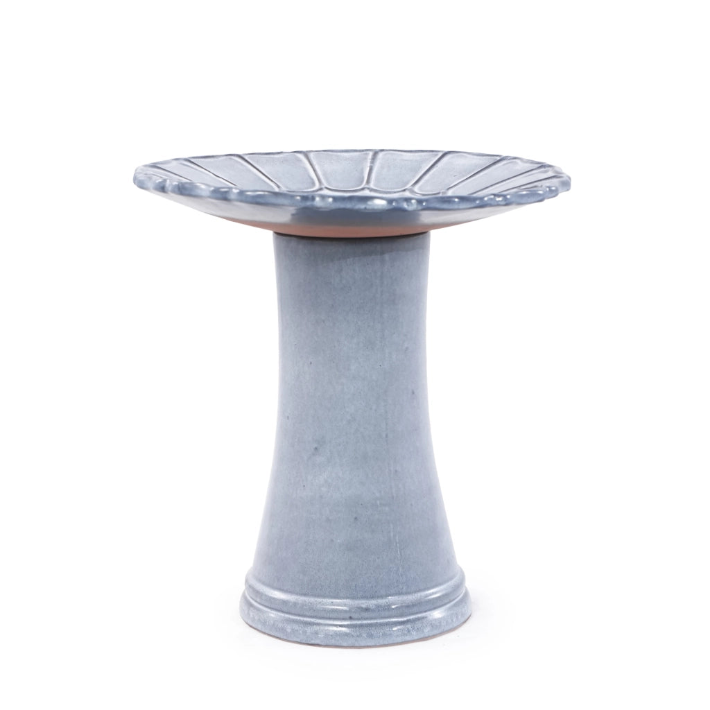 Bagno per uccelli in ceramica ¨C Minimal ¨C grigio chiaro lucido, ?43x45cm, per giardino balcone, resistente al gelo