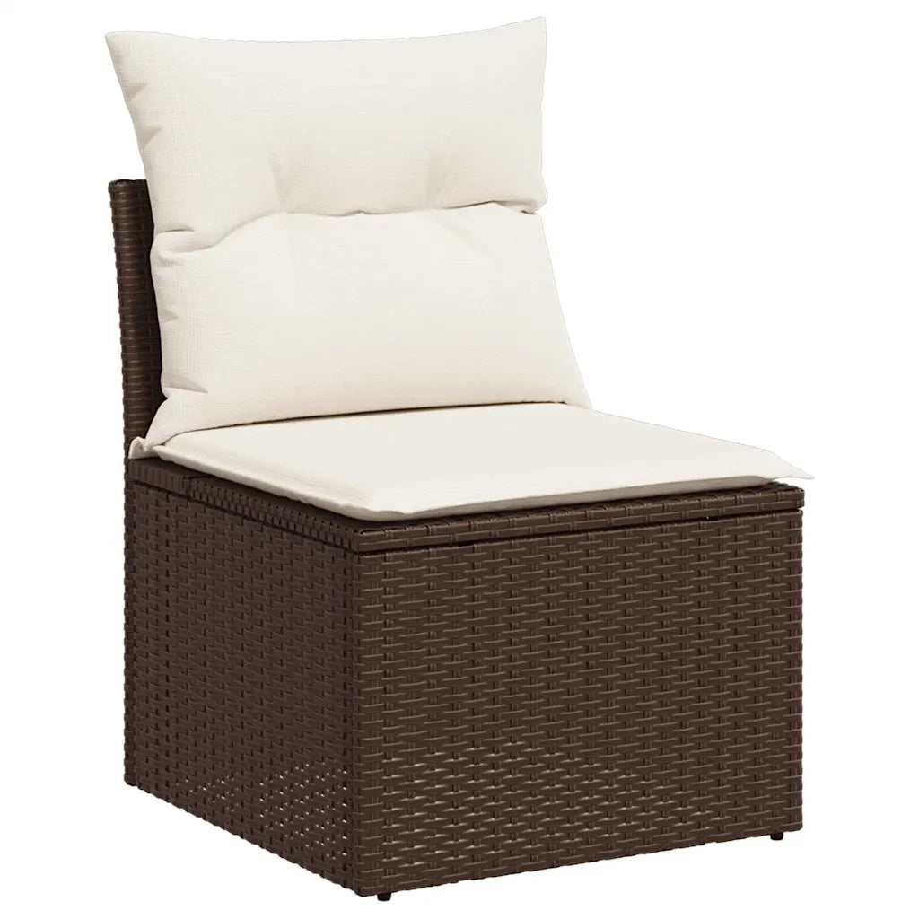 Set Divani da Giardino 10pz con Cuscini in Polyrattan Marrone 3217853