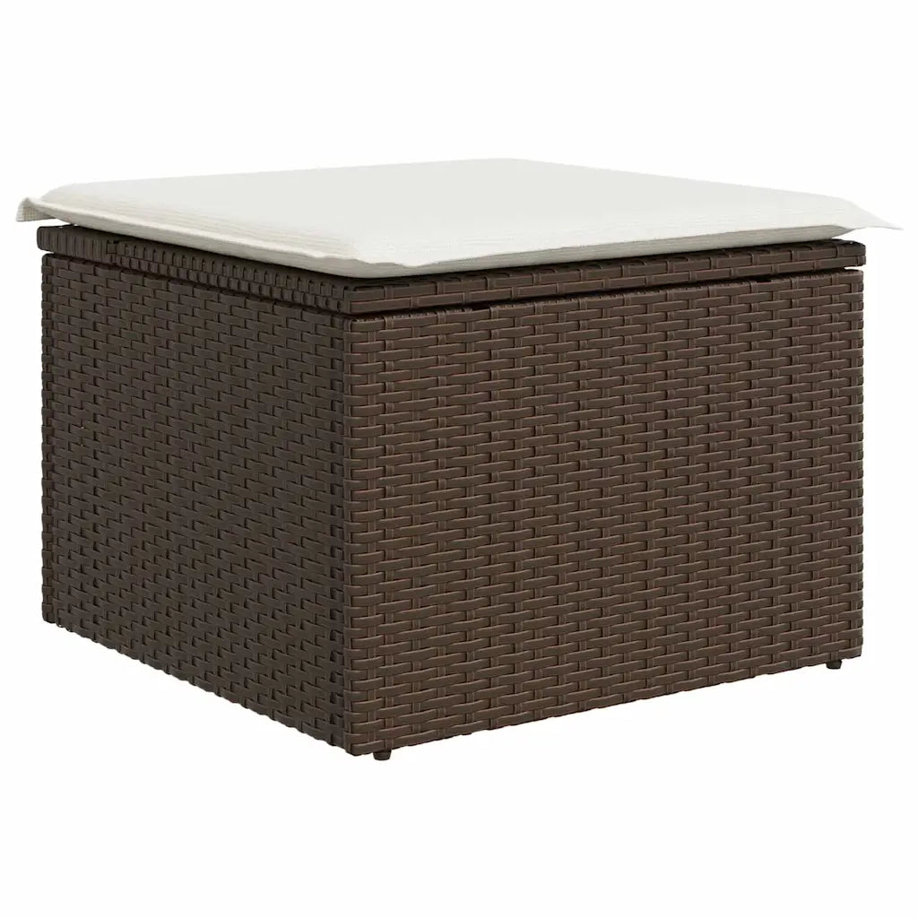 Set Divano da Giardino 9 pcs Marrone Poly Rattan