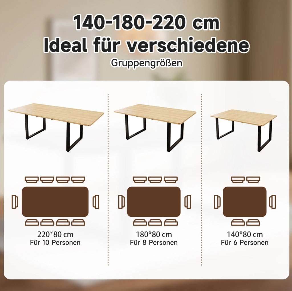 Tavolo da pranzo allungabile in MDF rovere 140-220 cm