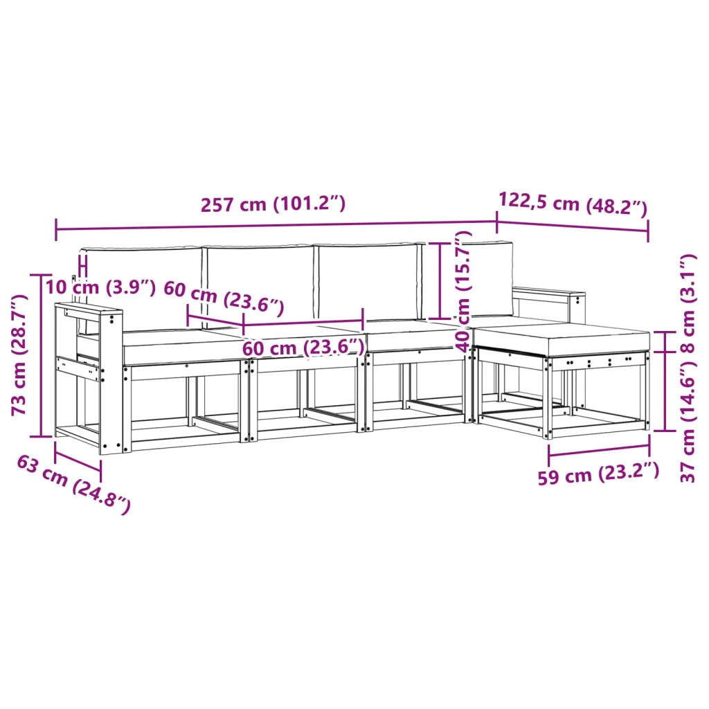 Set di divani da esterno 5 pz Bianco e Beige 3387497