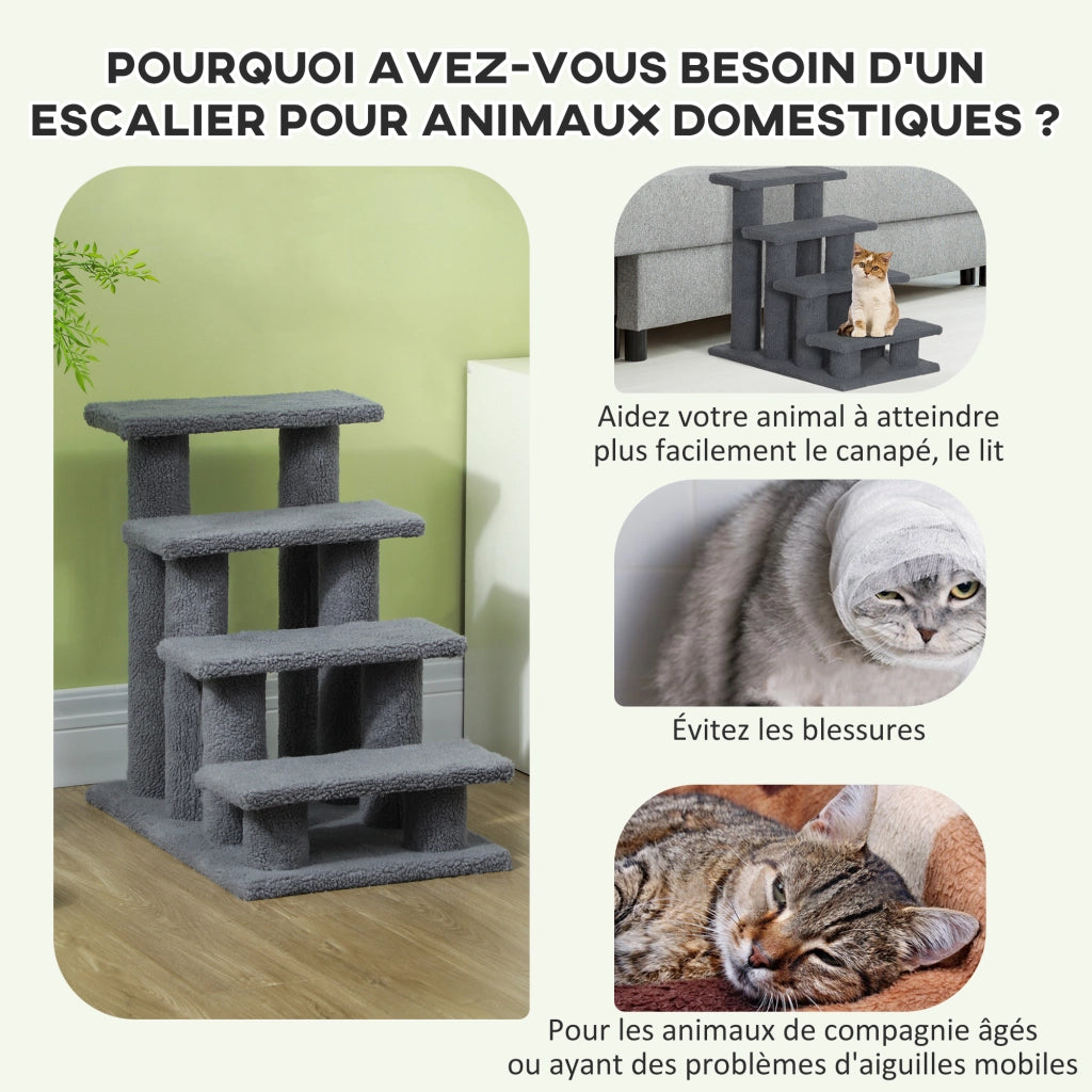 Scala per animali domestici con 4 gradini ¨C Minimal ¨C 61x41x60 cm grigio