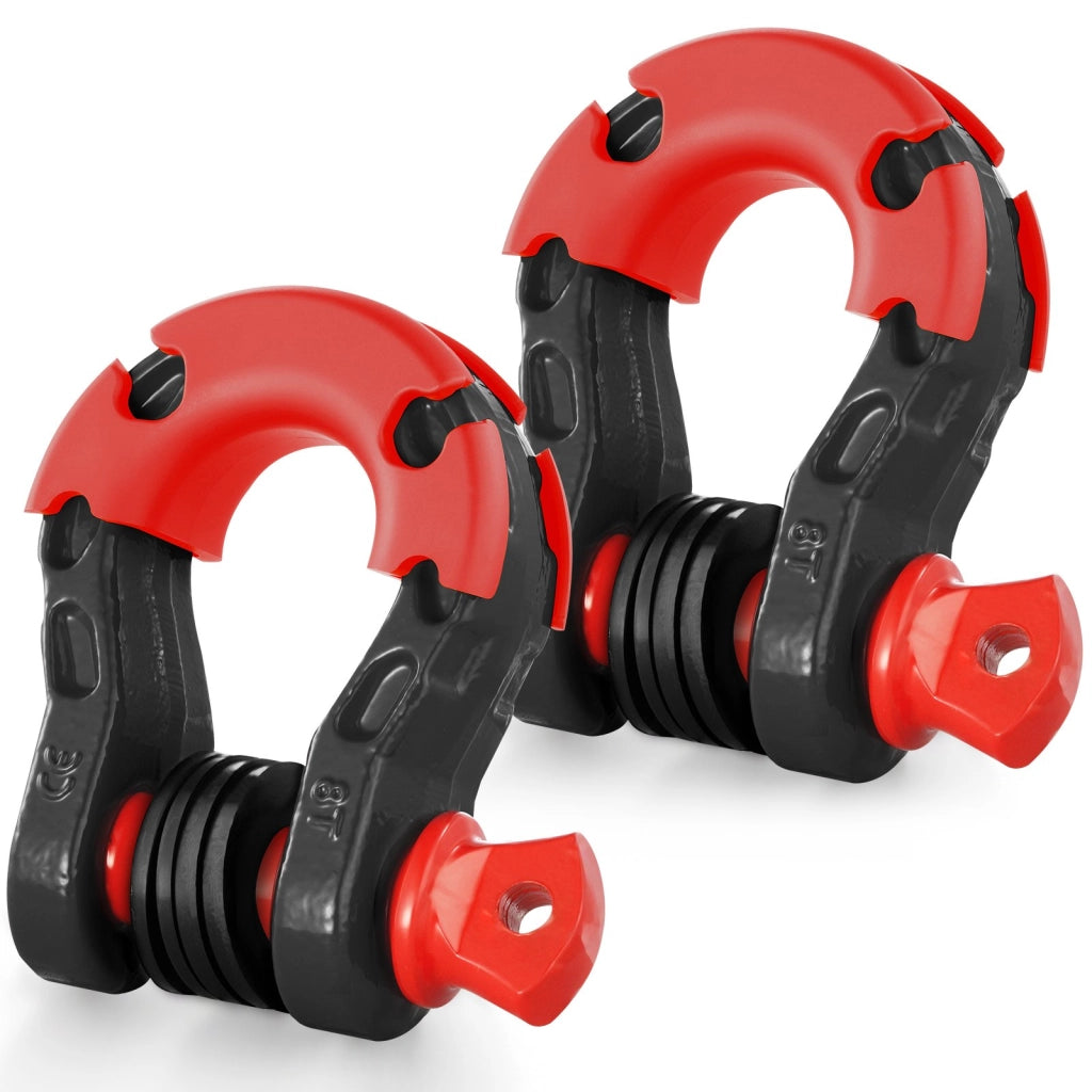Set 2 Grilli ad Anello a D in Acciaio 30T Perno 22 mm con Isolatori per Traino e Fuoristrada Nero