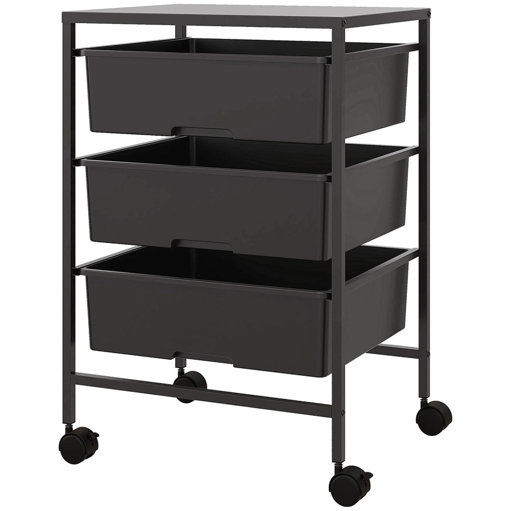 Carrello con Ruote 3 Ripiani ¨C Xylo ¨C Nero 40,8x33,5x60,5 cm