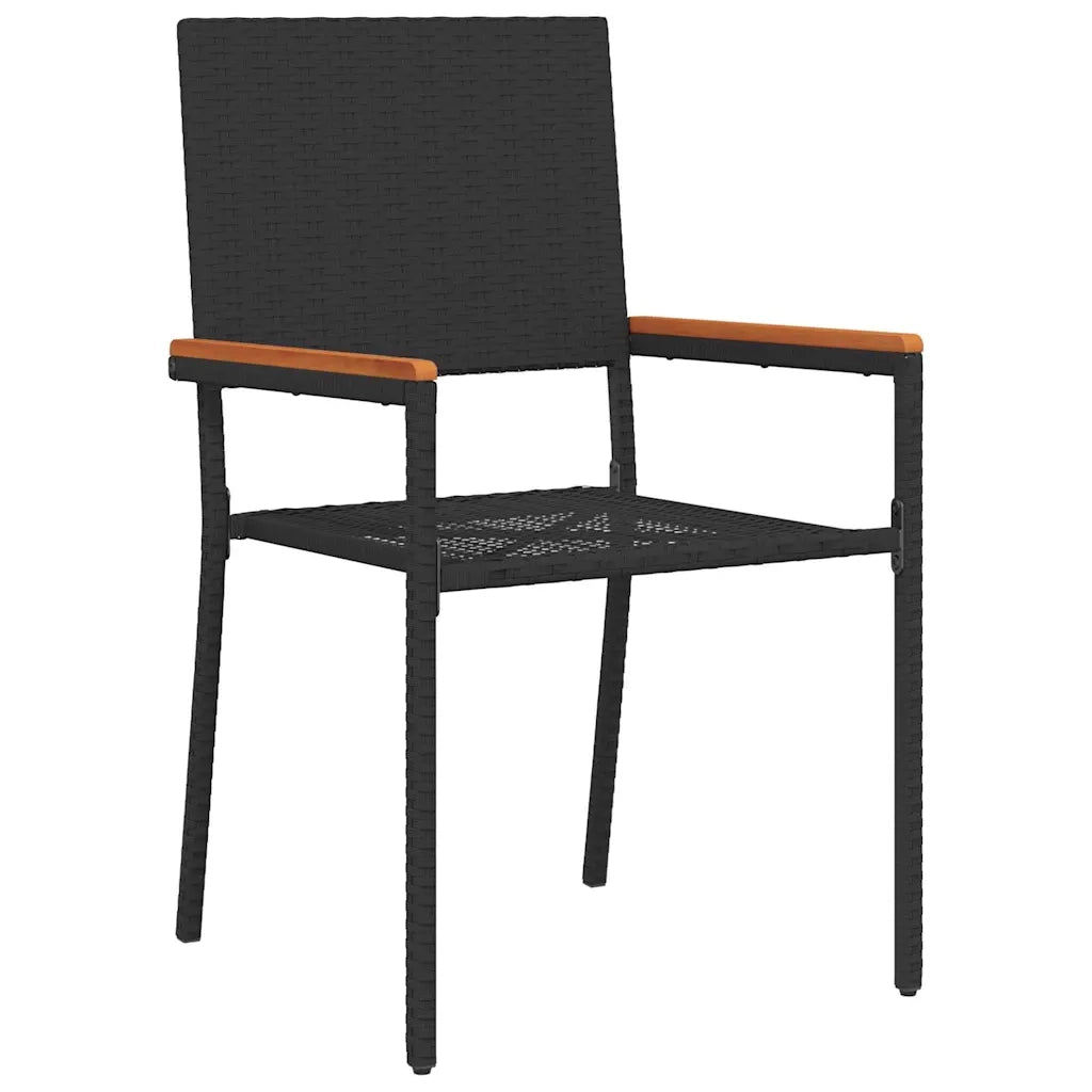 Set da Pranzo per Giardino 5 pcs Nero polyrattan