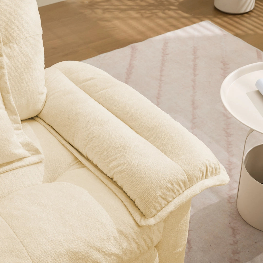 Set di divani 1 e 2 posti con sedute profonde in ciniglia beige