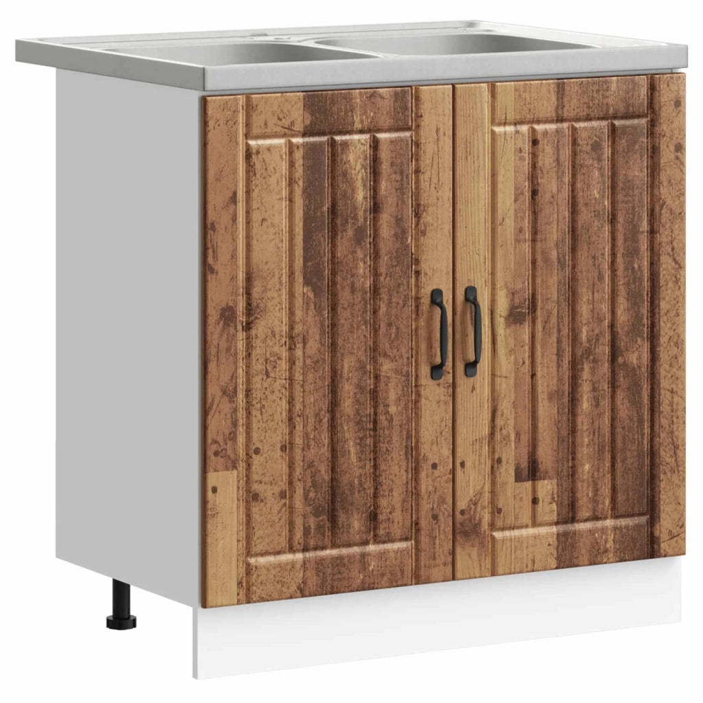 Mobiletto per Lavabo | Armadio Lavabo con porta Lucca 2 pz Legno vecchio