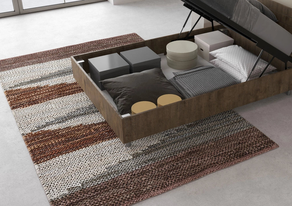 Letto 1 Piazza e Mezzo 120x190 cm con Rete e Contenitore Demas Testata Inclinata Noce
