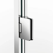 Box doccia frontale GLASS fisso + porta battente 135 cm (129,5-135; fisso 50+porta 80) nero trasparente