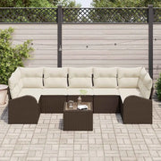 Set Divano da Giardino con cuscino 8 pcs Marrone e Crema