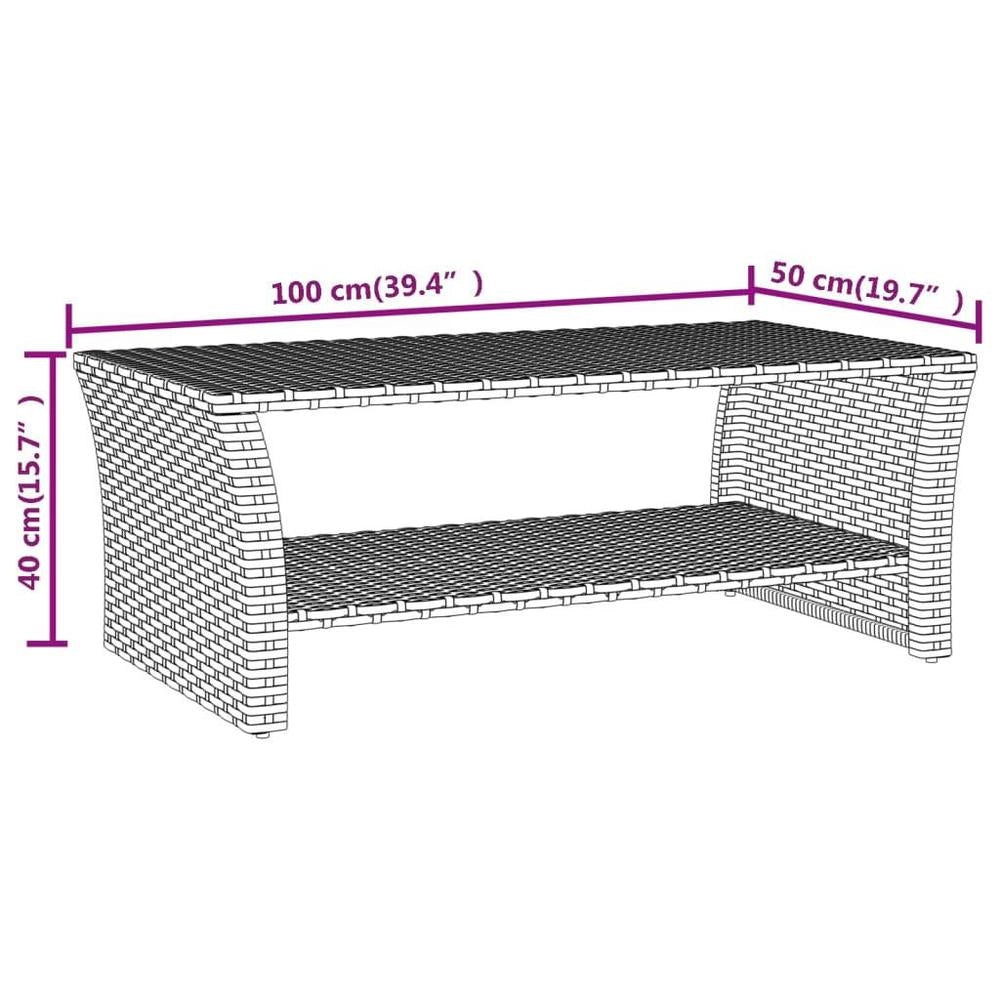 Coffee Table Gray 100x50x40 Cm Poly Rattan