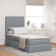 Letto con contenitore e LED con led Grigio chiaro 90 x 190 cm