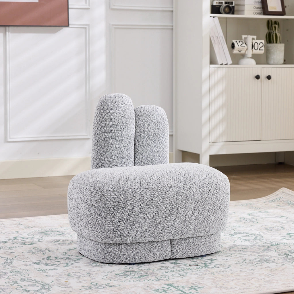 Desviae Pouf a forma di coniglio in tessuto grigio antico bianco con orecchie ricamate e portata fino a 120 kg