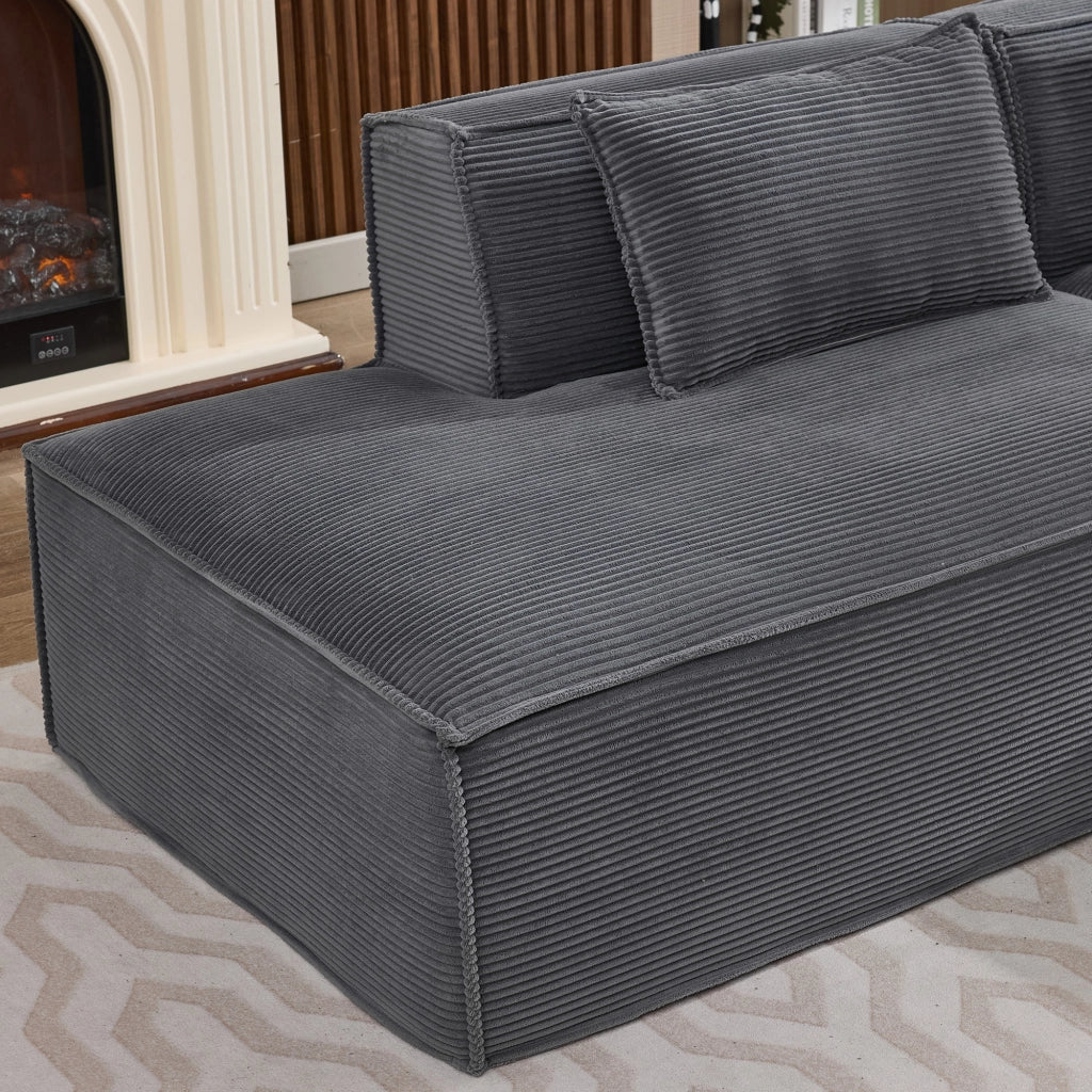 Divano 235.0x129.0x70.0 cm compatto in poliestere grigio