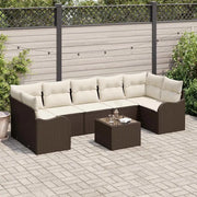 Set Divano da Giardino con cuscino 8 pcs Marrone e Crema