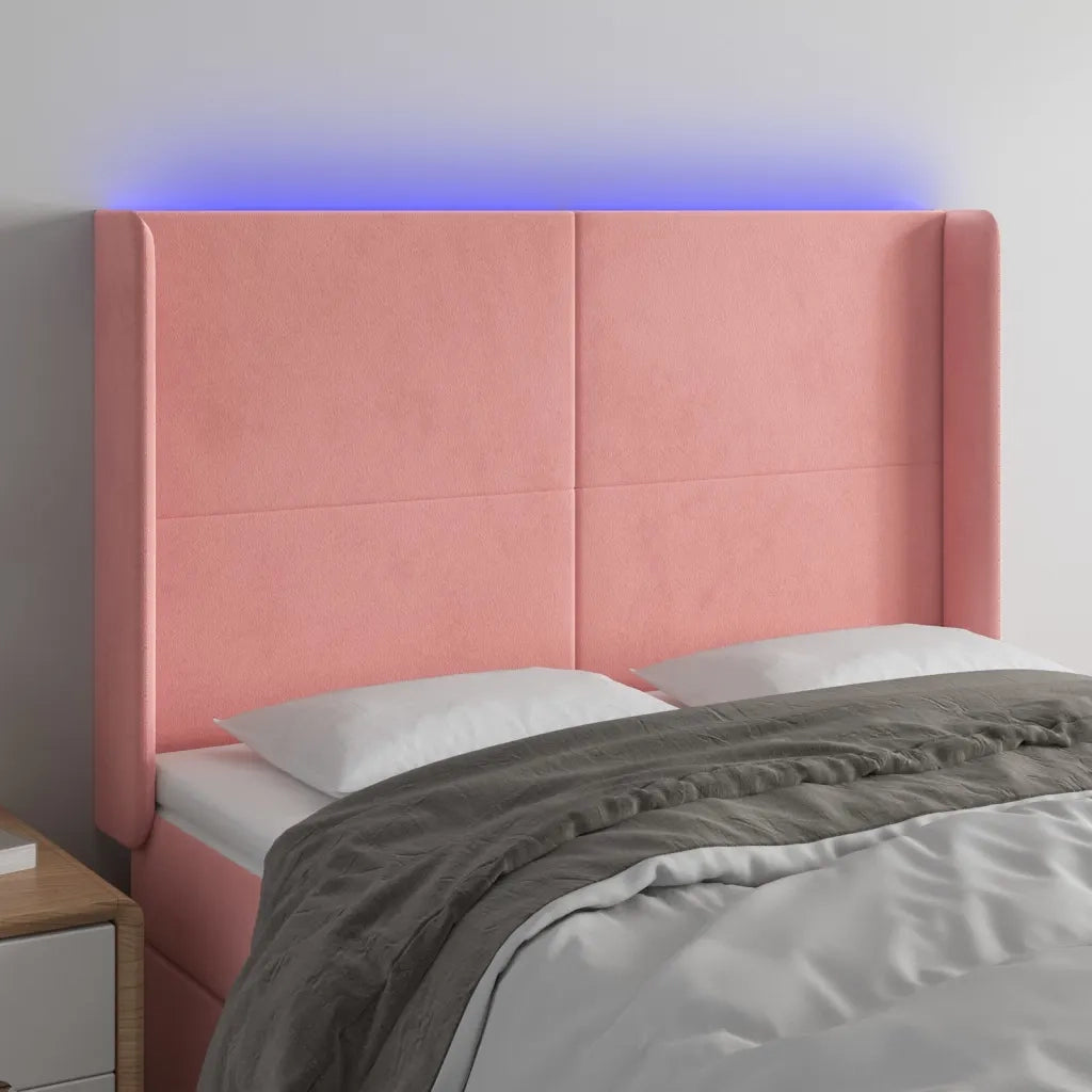 Testiera a LED-Testata con LED rosa 147x16x118/128 cm in Velluto 609758