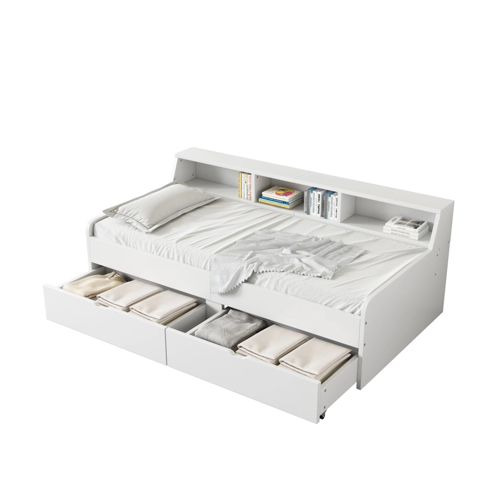 Letto Singolo con Cassetti e Contenitore ¨C MINIMAL ¨C Bianco 90x200