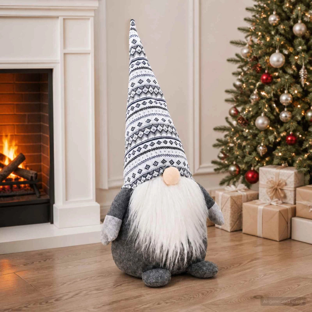 Gnomo di Natale Grigio 80 cm Poliestere 42050778