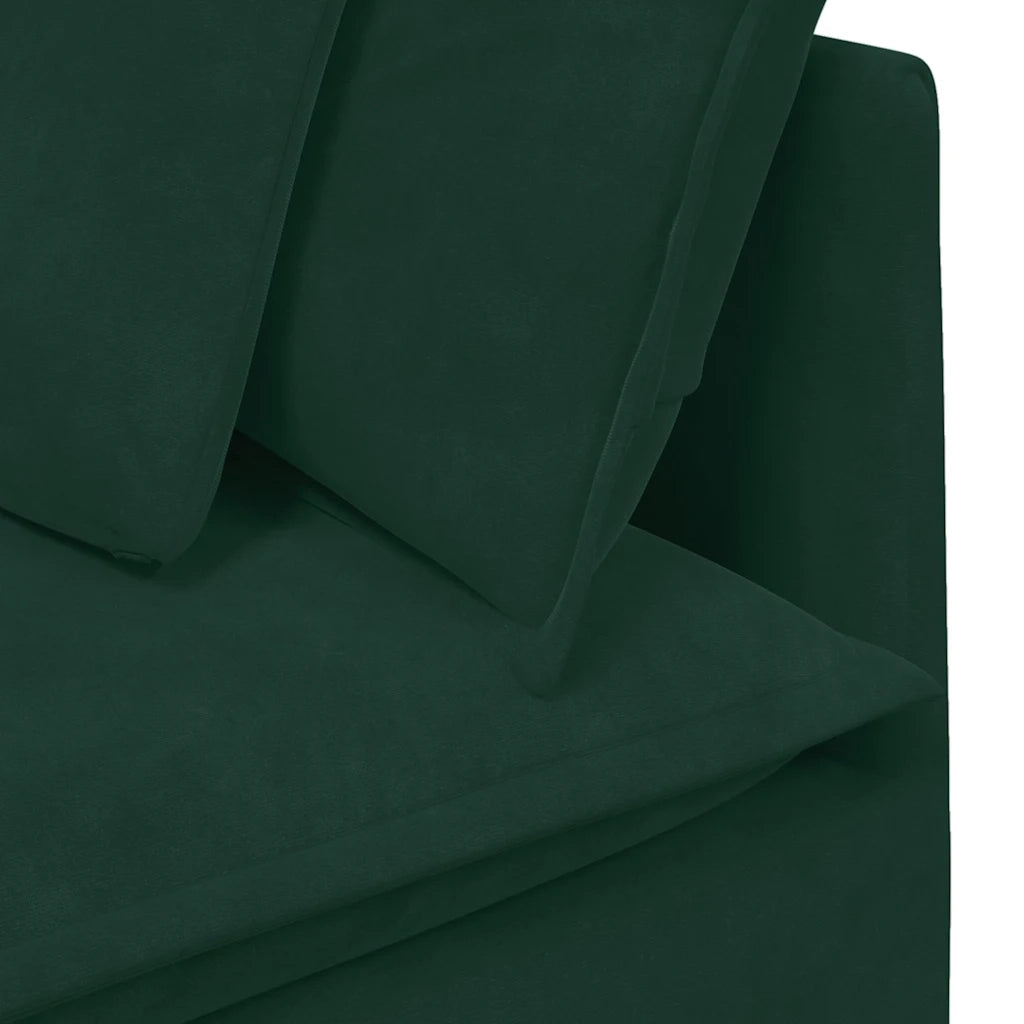 Divano Modulare con Poggiapiedi e Cuscini Velluto Verde Scuro 3321191
