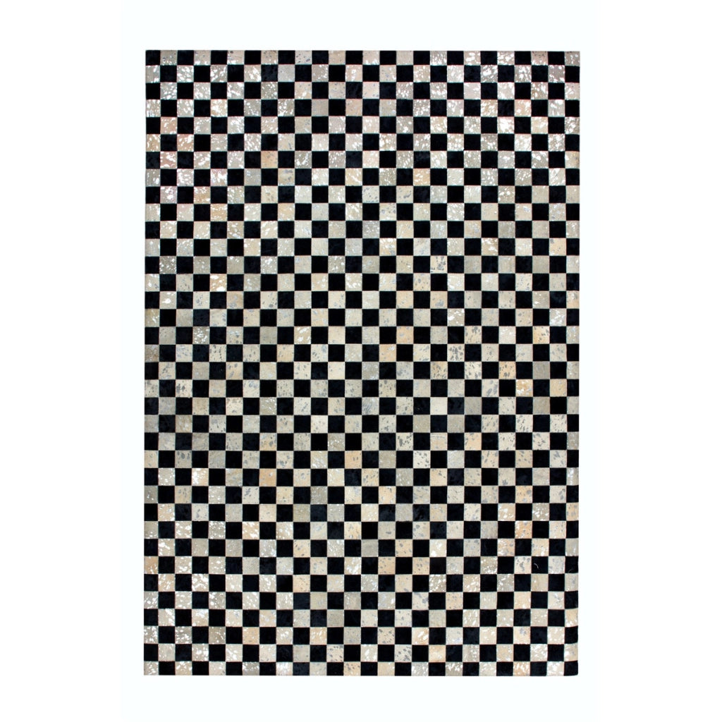 Tappeto Patchwork in Pelle Rocket 200 Argento e Grigio