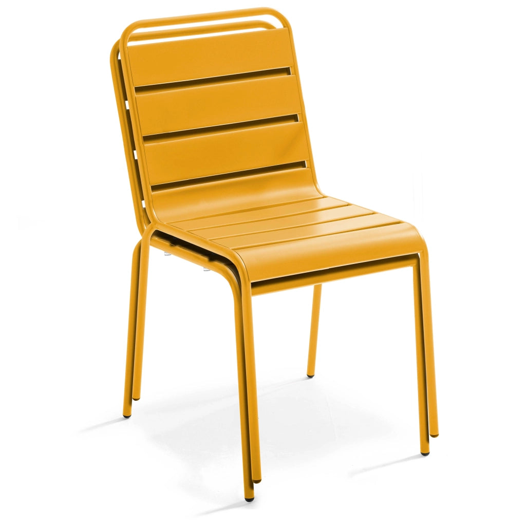 Oviala - Set tavolo da giardino e 2 sedie in metallo giallo