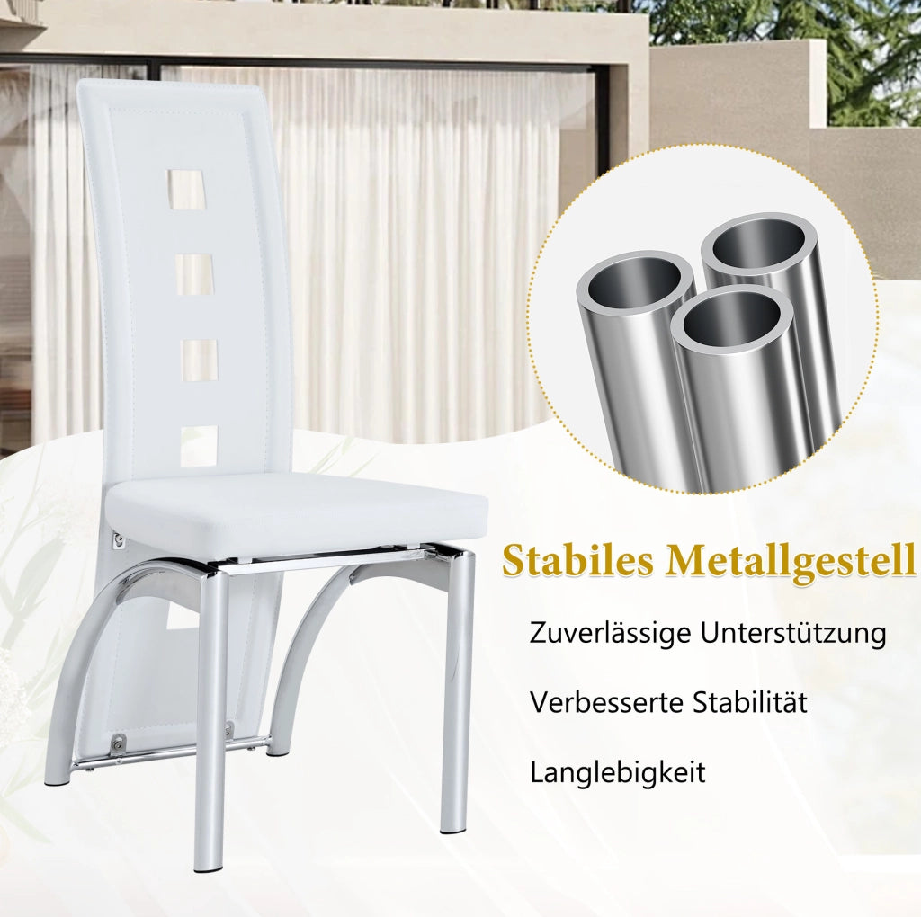 SEDIA da pranzo Set da 2 pezzi 102,5 cm PU bianco e metallo argento